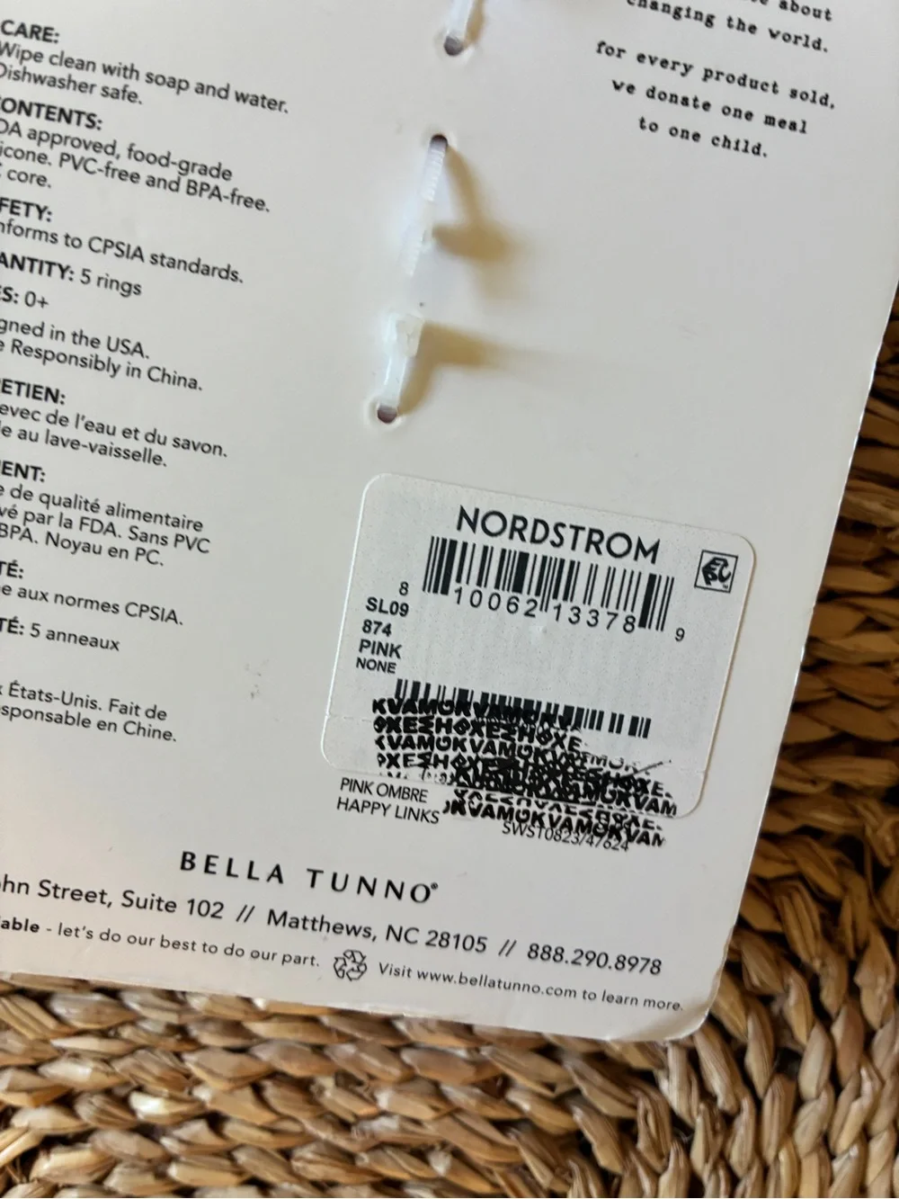 NWT Bella Tuno Happy Links Teething Rings - Pink Mix